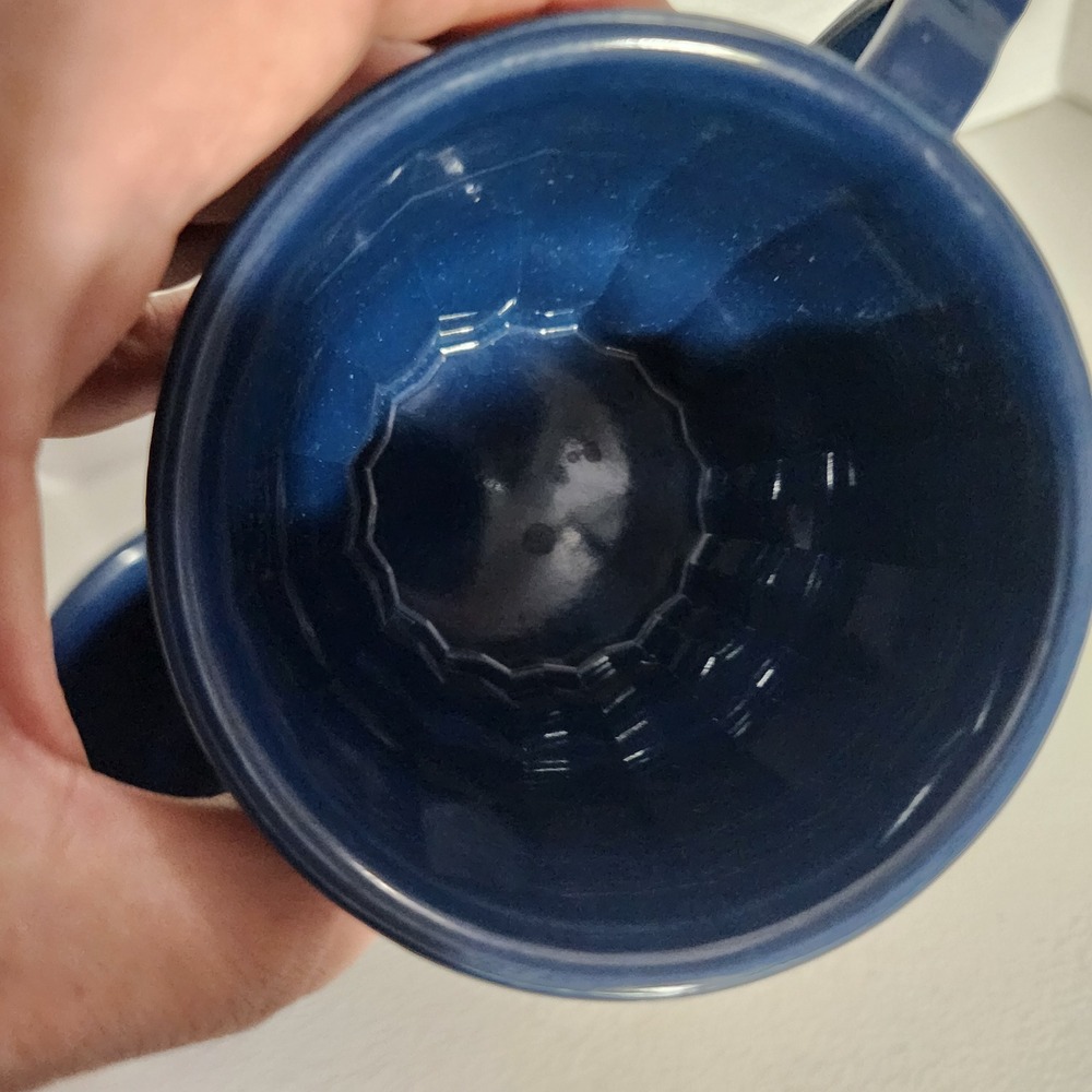 Tropez by Dinex Navy Blue Insulated Coffee Mugs Set of 2 Faceted Made in USA - Picture 7 of 12